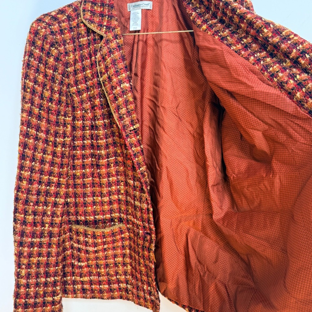 Coldwater Creek Rust Bouclé Tweed Blazer Jacket Fall Multicolor Lady Jacket - Picture 3 of 7